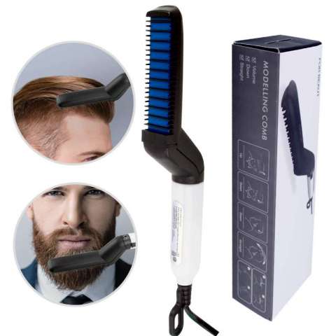 Electric Ceramic Beard Straightening Brush Comb Iron Hair Straightener for Men